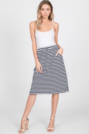 A2SK-0008 / JOSHUAUSA<br/>STRIPED DRAWSTRING SKIRT