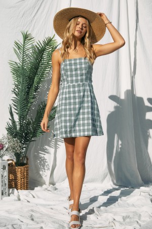 A3D-0044 / JOSHUAUSA<br/>Plaid Tie Dress